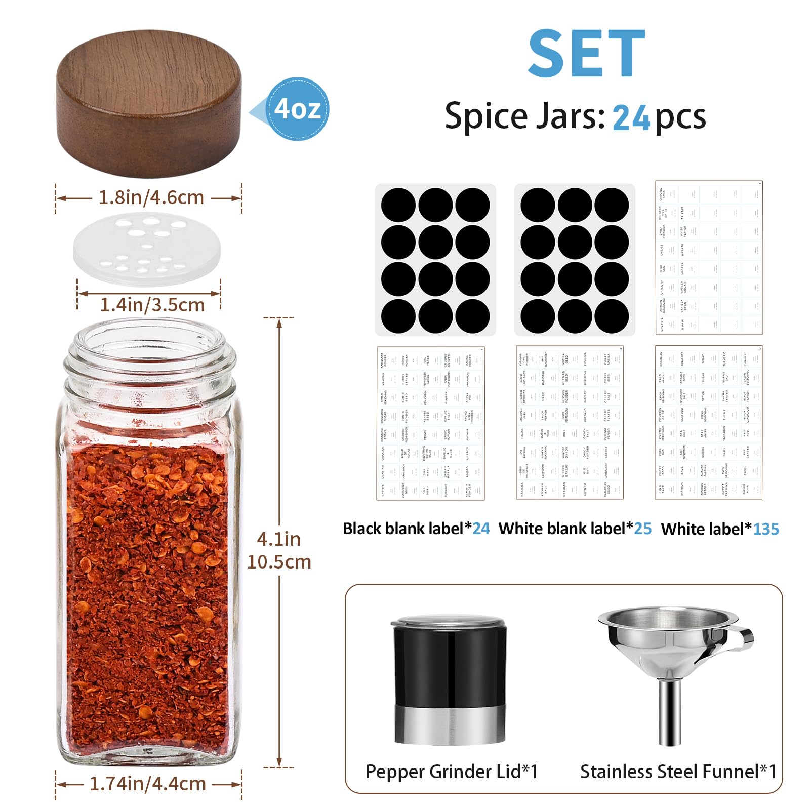 Yangbaga square glass jars on a two-rack setup for neat spice organization