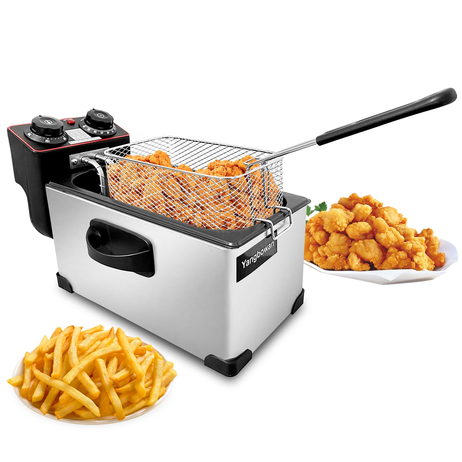 Yangbowan 3L deep fryer with lid view for easy monitoring during frying