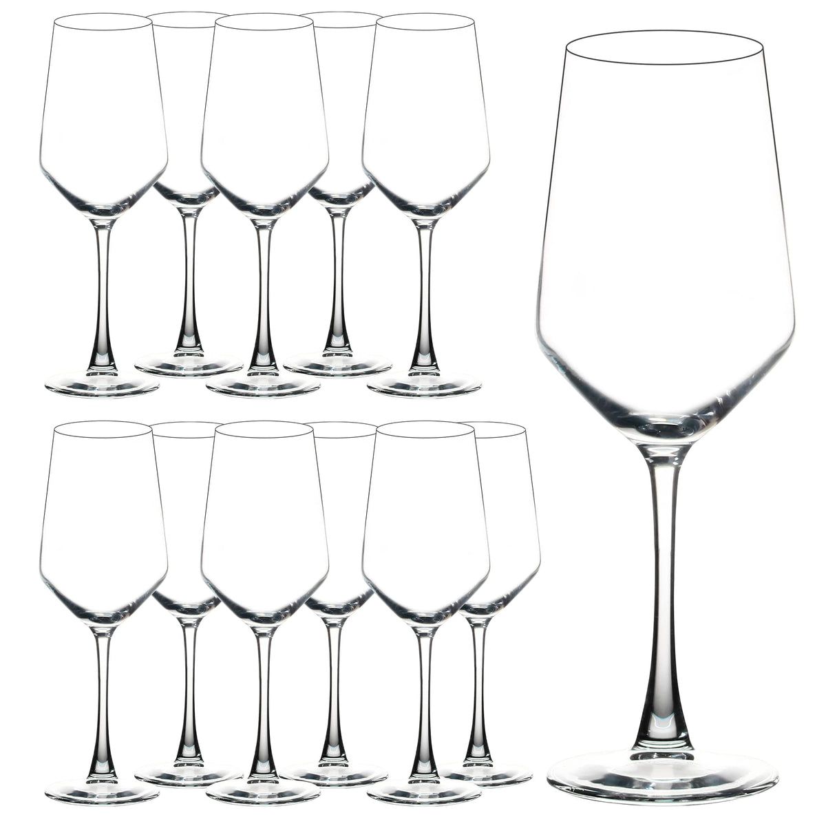 Yangnay 13oz clear wine glasses set of 12 highlighting wine color.