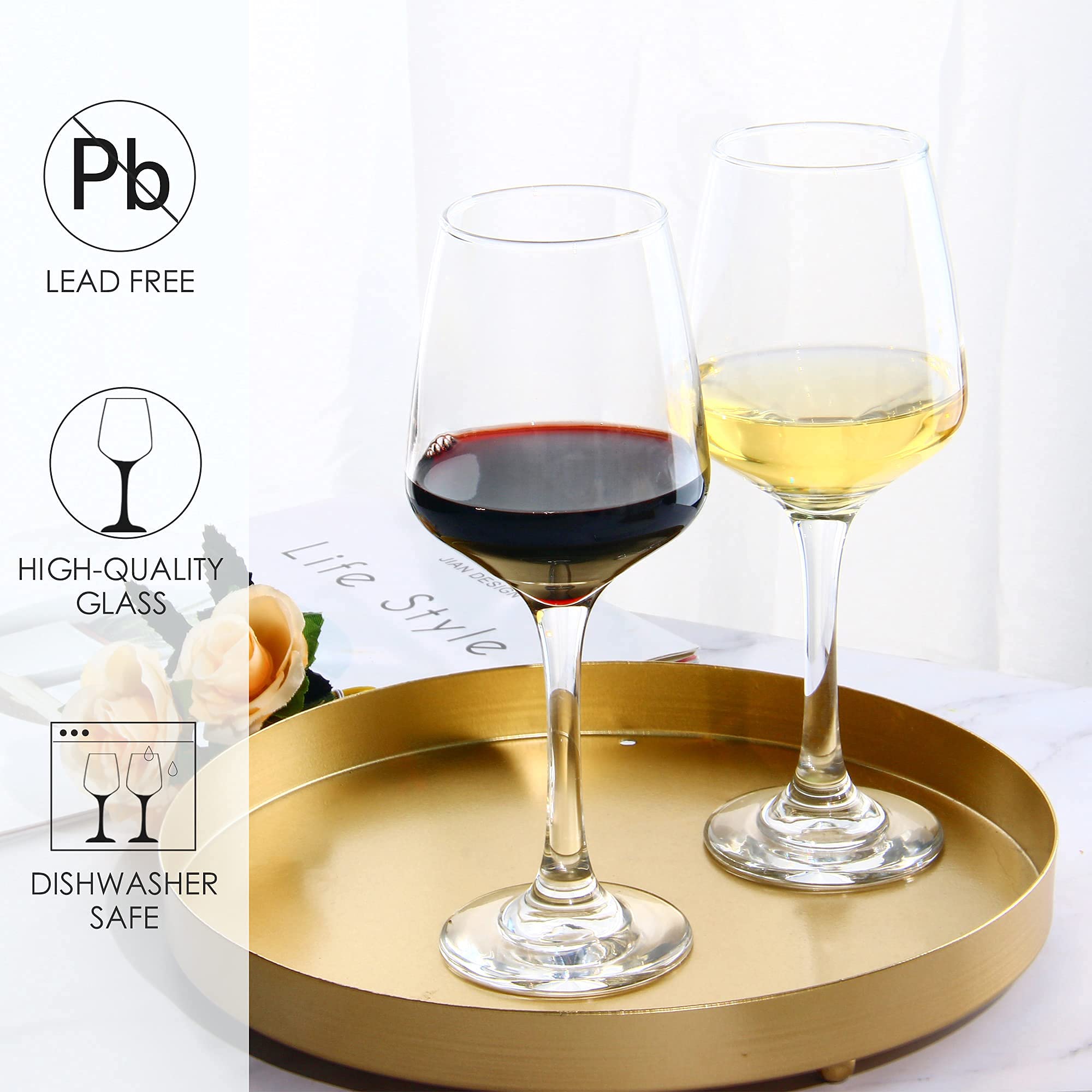 YANGNAY wine glasses have a wide base for stable table balance