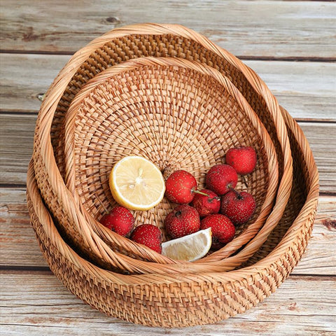 YANGQIHOME bread and snack storage basket on a coffee table