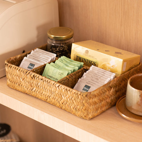 YANGQIHOME countertop storage basket keeps daily essentials within reach.
