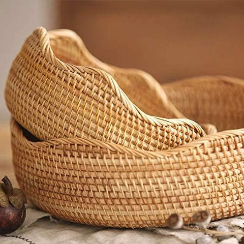 YANGQIHOME large rattan bread basket with generous capacity for snacks