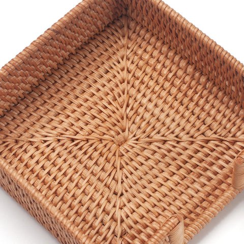 YANGQIHOME rattan napkin holder square on kitchen counter for neatness.