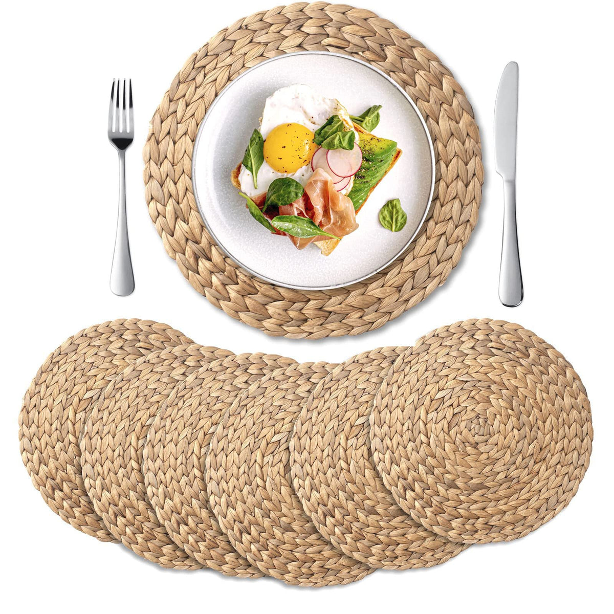YANGQIHOME water hyacinth placemats natural weave on dining table with non-slip surface
