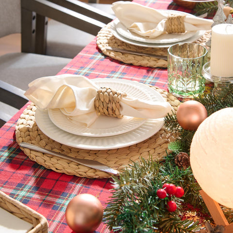 YANGQIHOME woven placemats close-up texture highlighting durable natural fibers