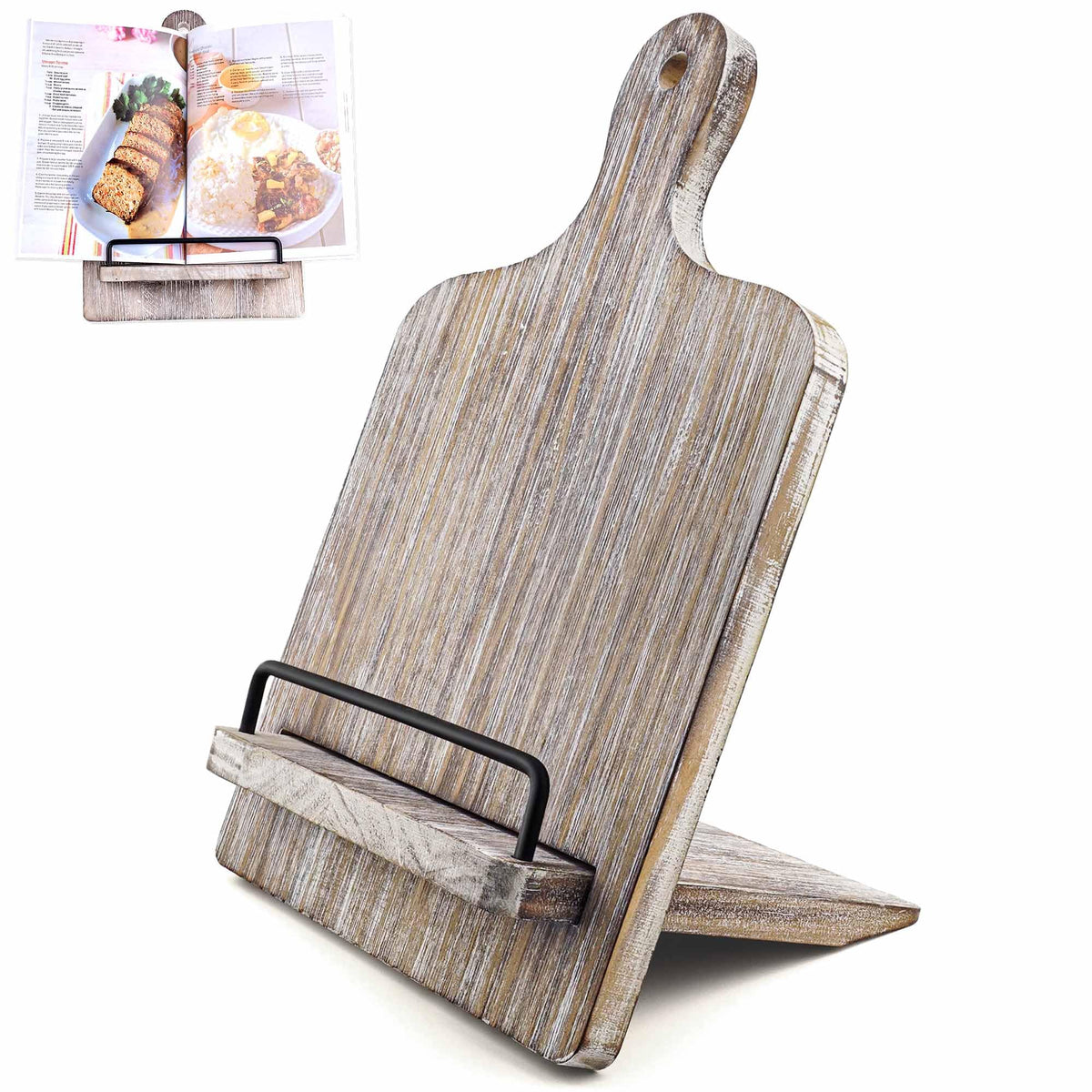 YANGSHUO cedar-wood cookbook stand on the counter for hands-free recipe viewing