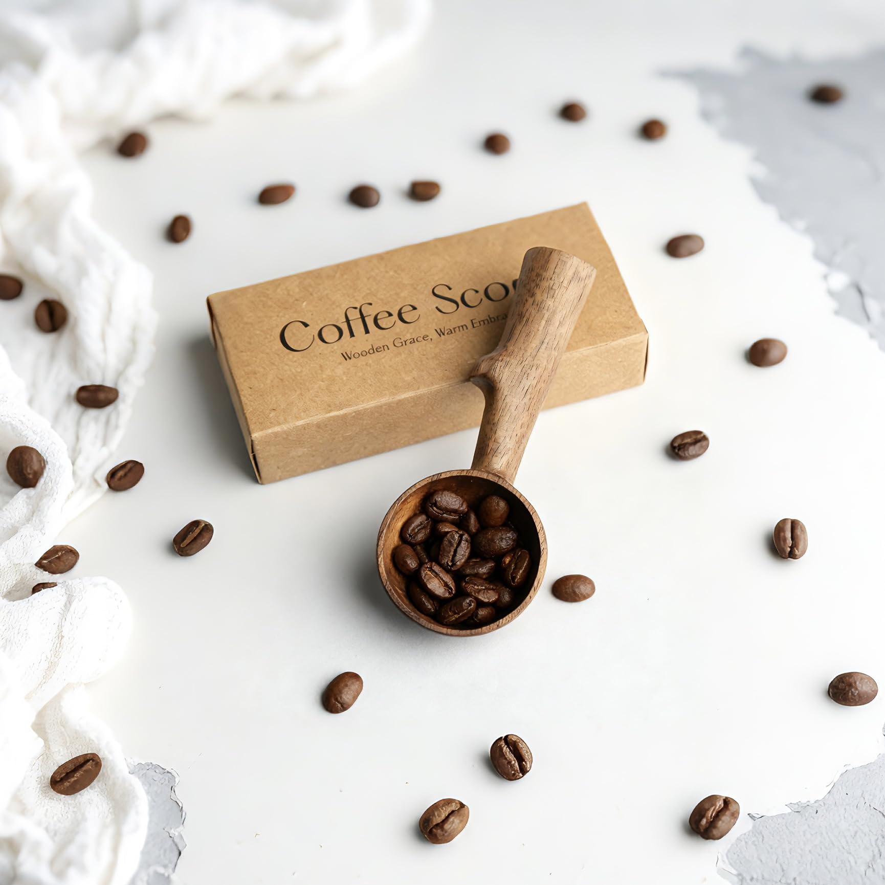YANISM natural walnut coffee scoop, easy to clean and long-lasting