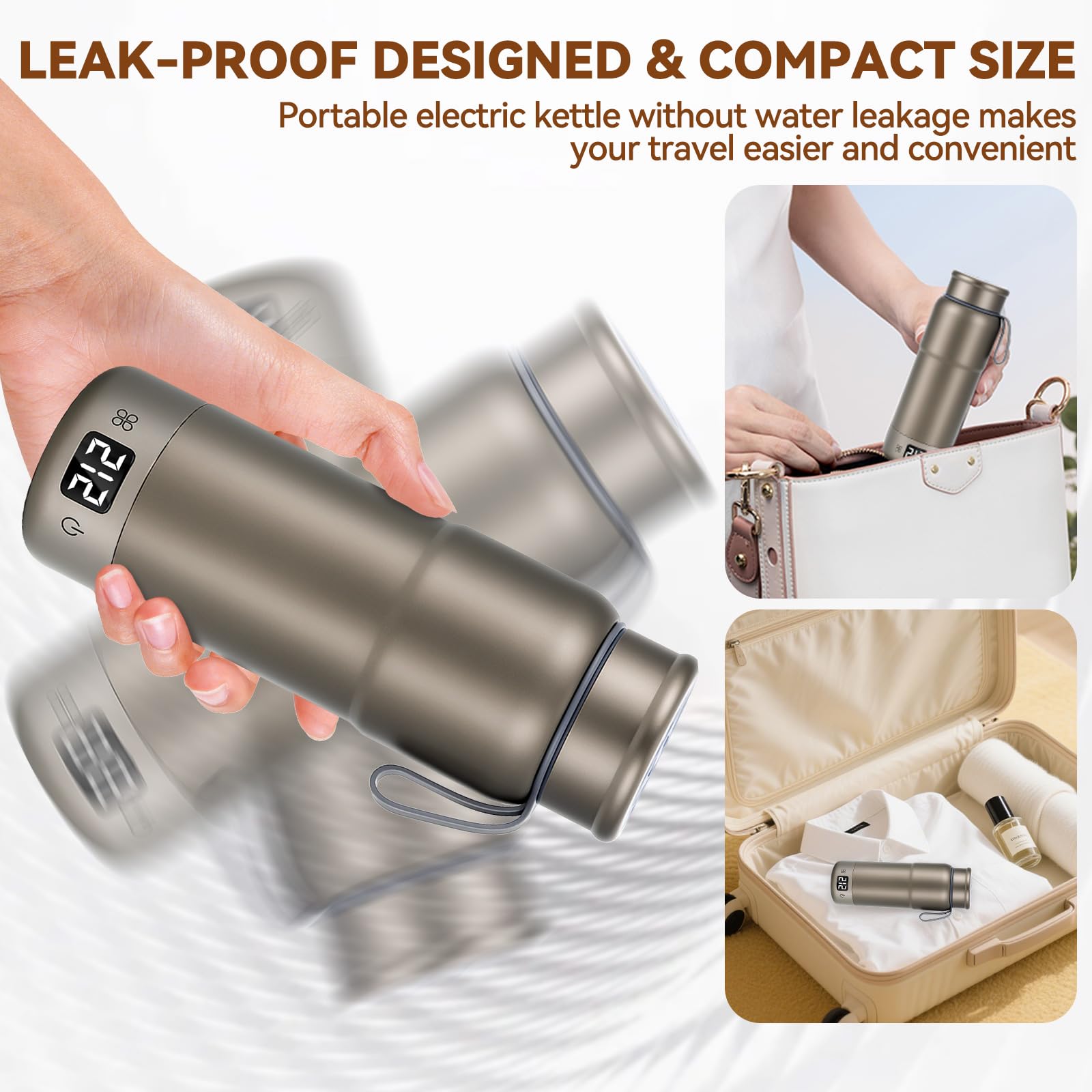 YANWEI leak-proof seal stays secure even when tilted for travel