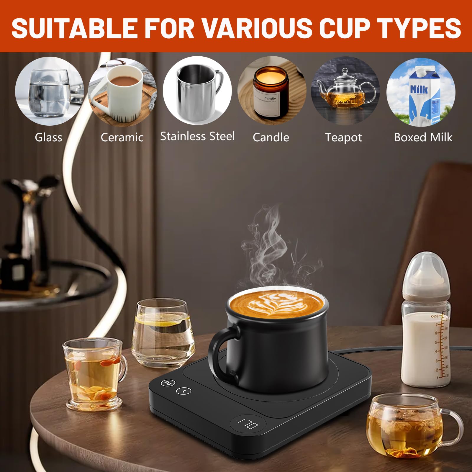 YANXUS Mug Warmer heating plate 3.7 inch diameter provides stable warmth