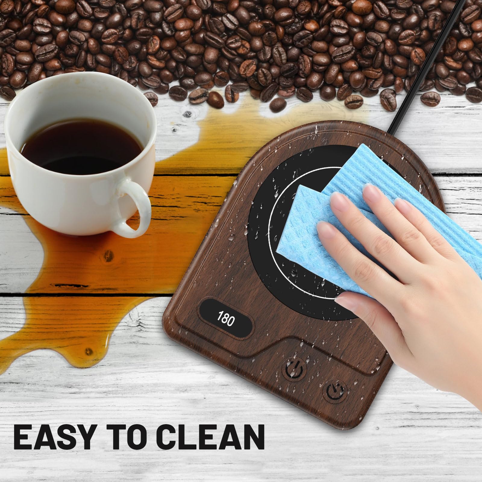 Yanxus mug warmer includes a six-hour timer for auto shutoff.