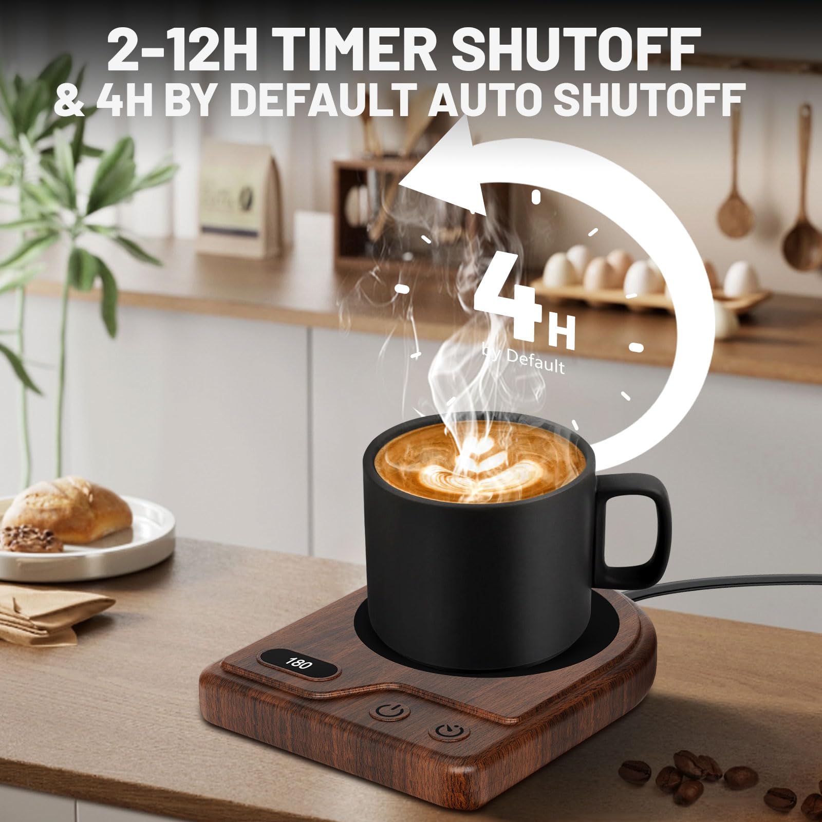 Yanxus mug warmer offers three temperature settings for customizable warmth.