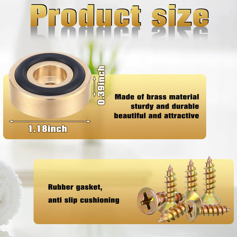 Yaocom brass feet 8pc pack, side view, highlighting design and fit.