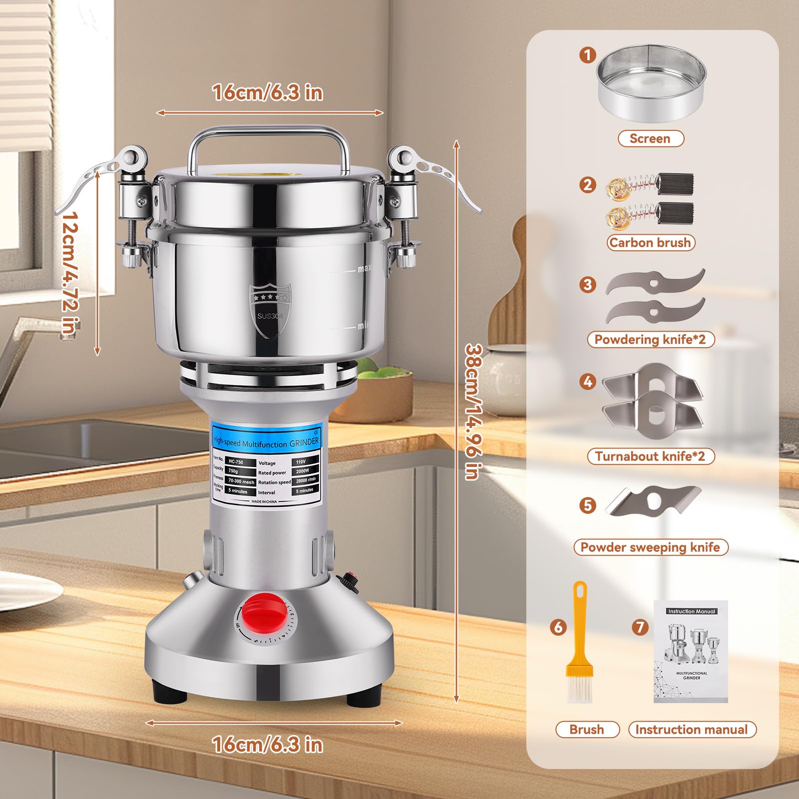 Yaofafa grain mill grinder in cafe kitchen demonstrates professional-grade performance.