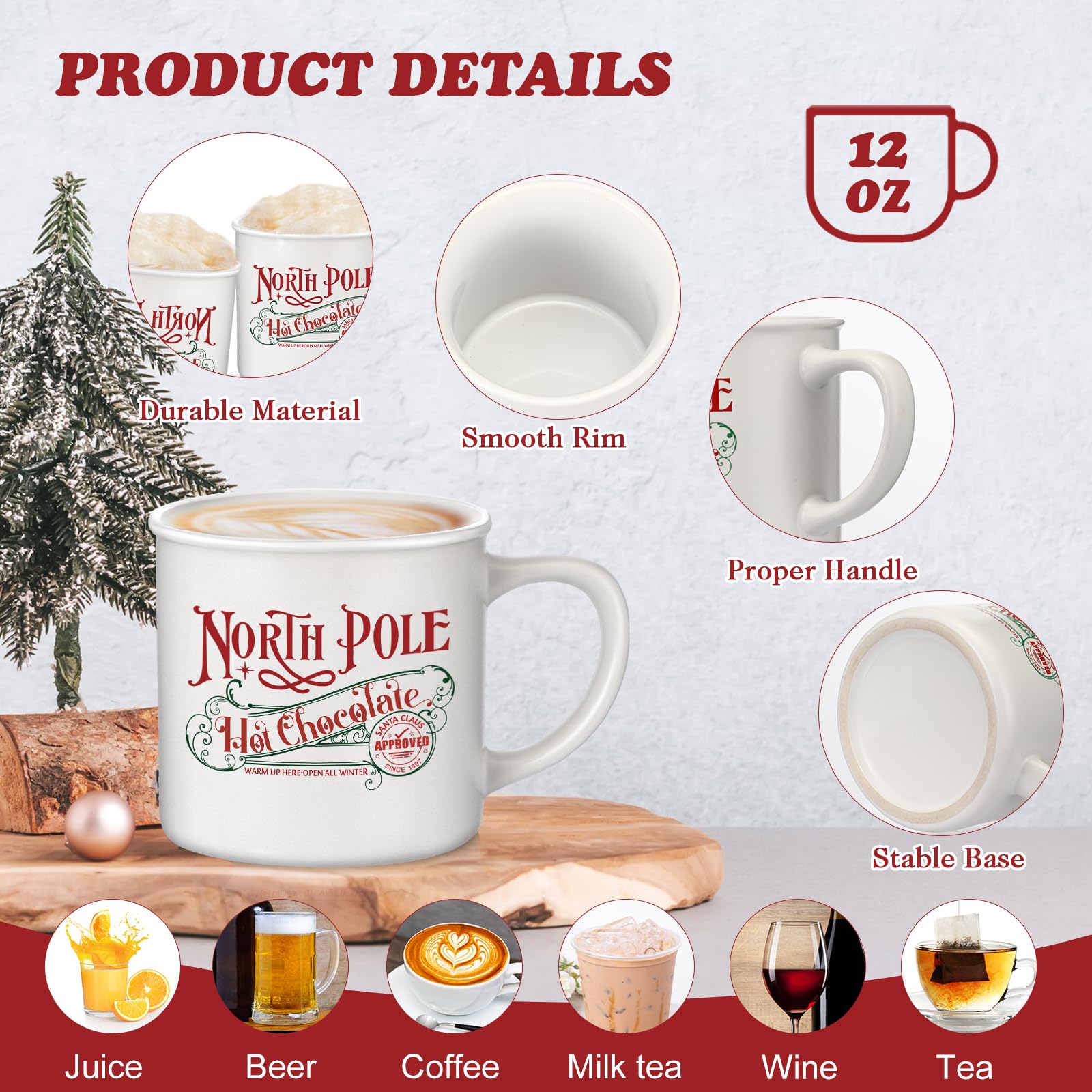 Yaomiao 12oz holiday mug ideal for daily cocoa or coffee