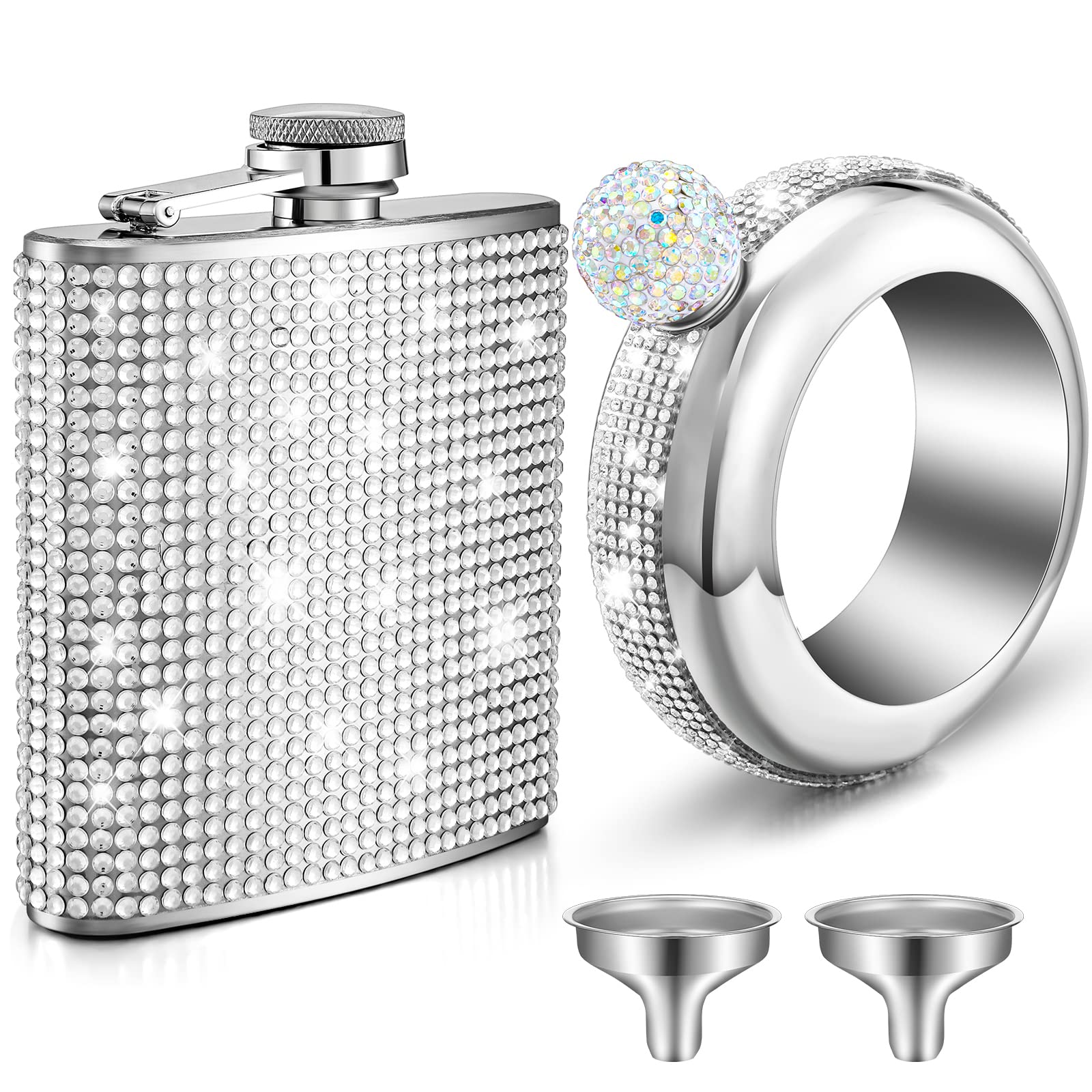 Yaomiao bangle bottle in silver with rhinestones, stylish hydration on the go