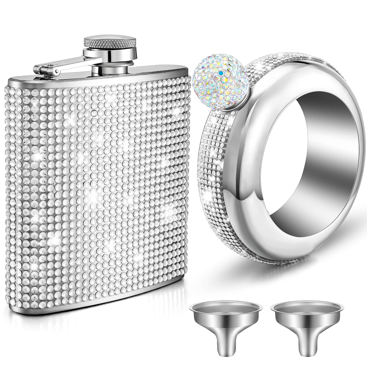 Yaomiao bangle bottle in silver with rhinestones, stylish hydration on the go