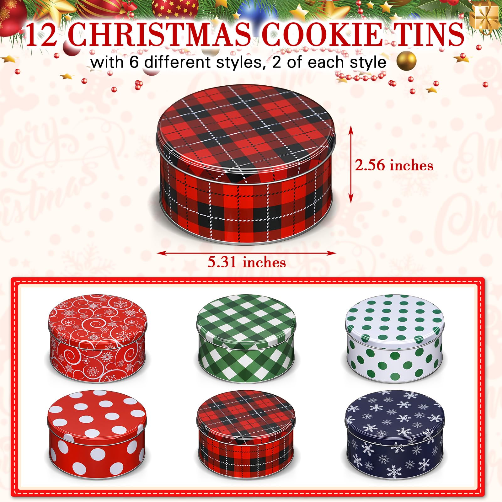 Yaomiao Christmas tin style B keeps cookies secure for party favors.