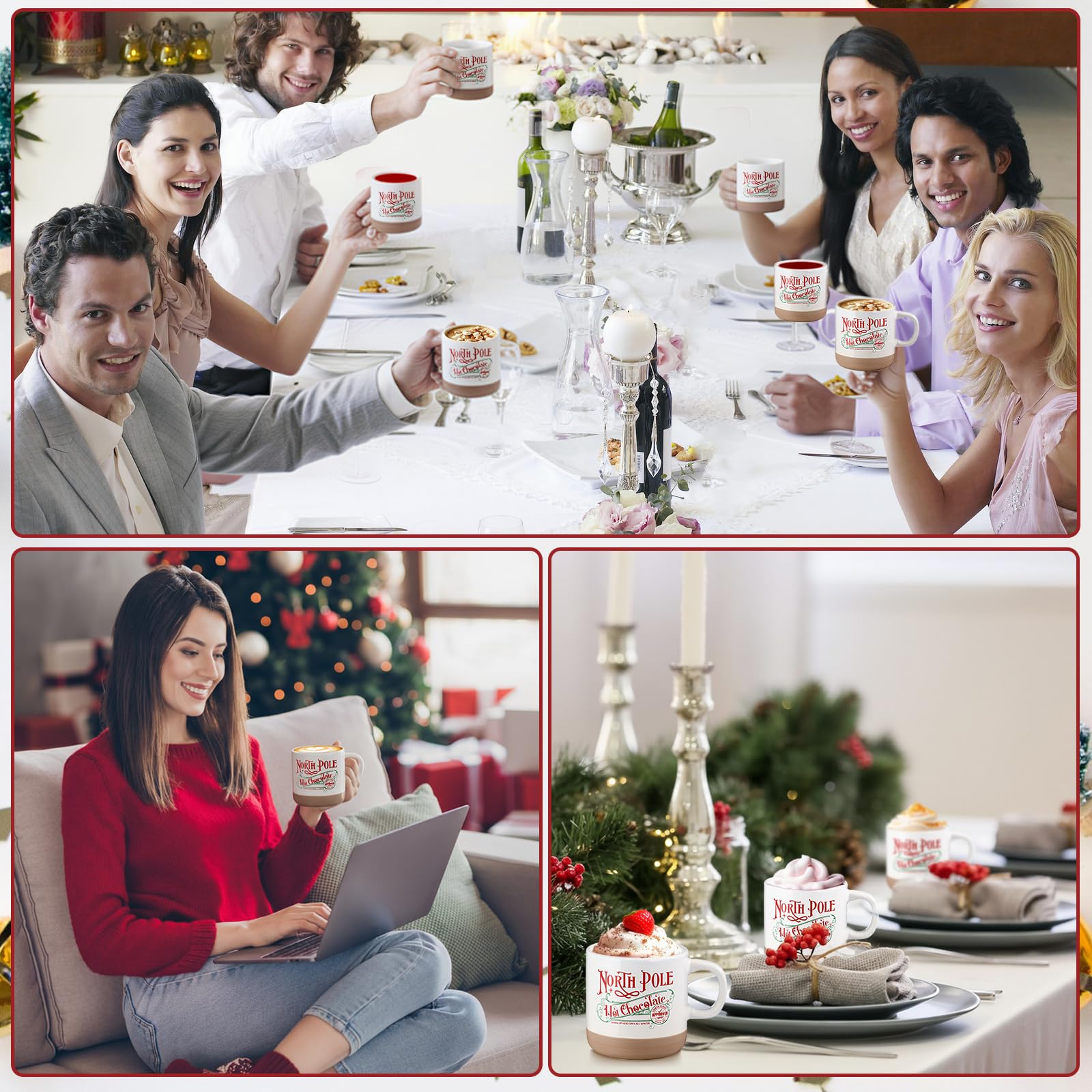 Yaomiao Christmas mug set decorative display adds festive atmosphere.