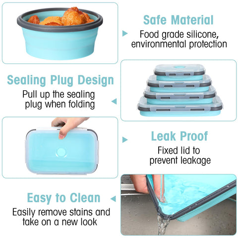 Yaomiao collapsible rectangle 27oz bowl keeps portions organized and easy to reheat