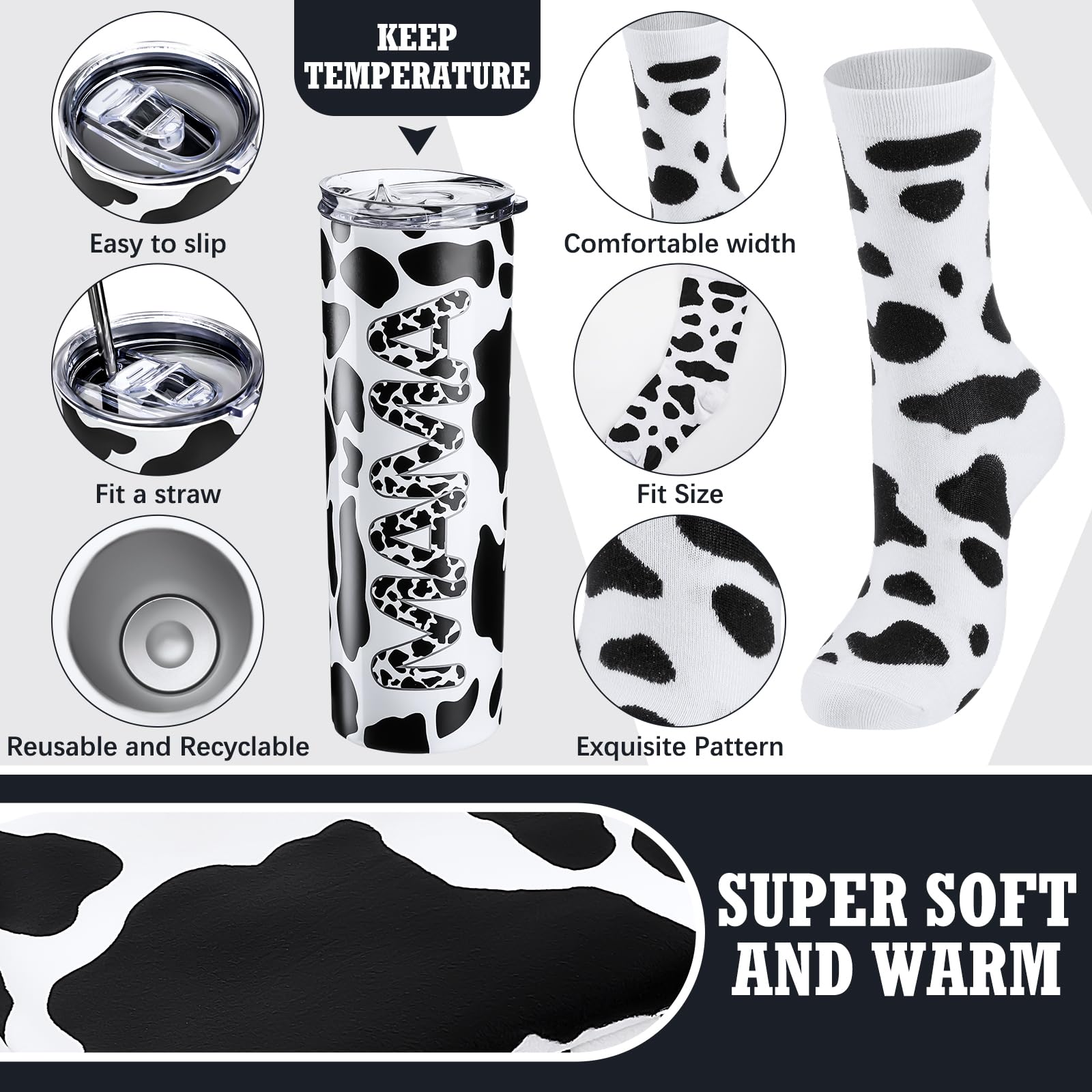 Yaomiao cow-pattern socks offer soft comfort for daily wear