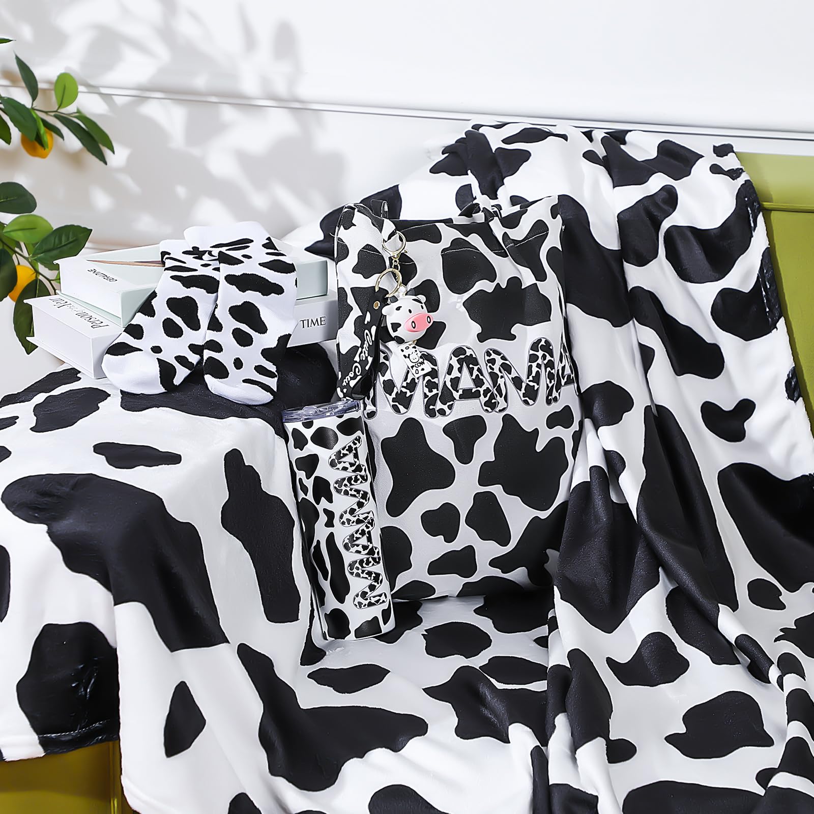 Yaomiao cow-pattern tote bag, lightweight and reusable for shopping