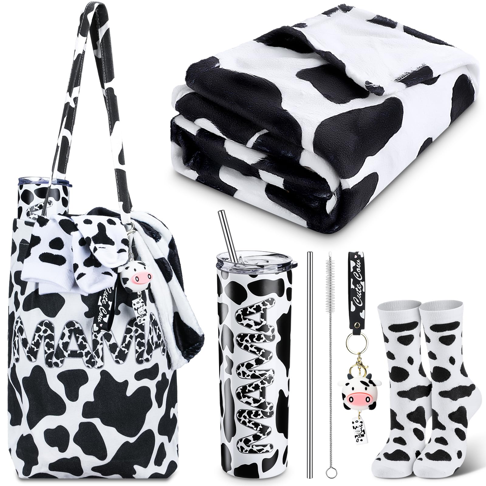 Yaomiao cow-pattern tumbler with lid for on-the-go drinks