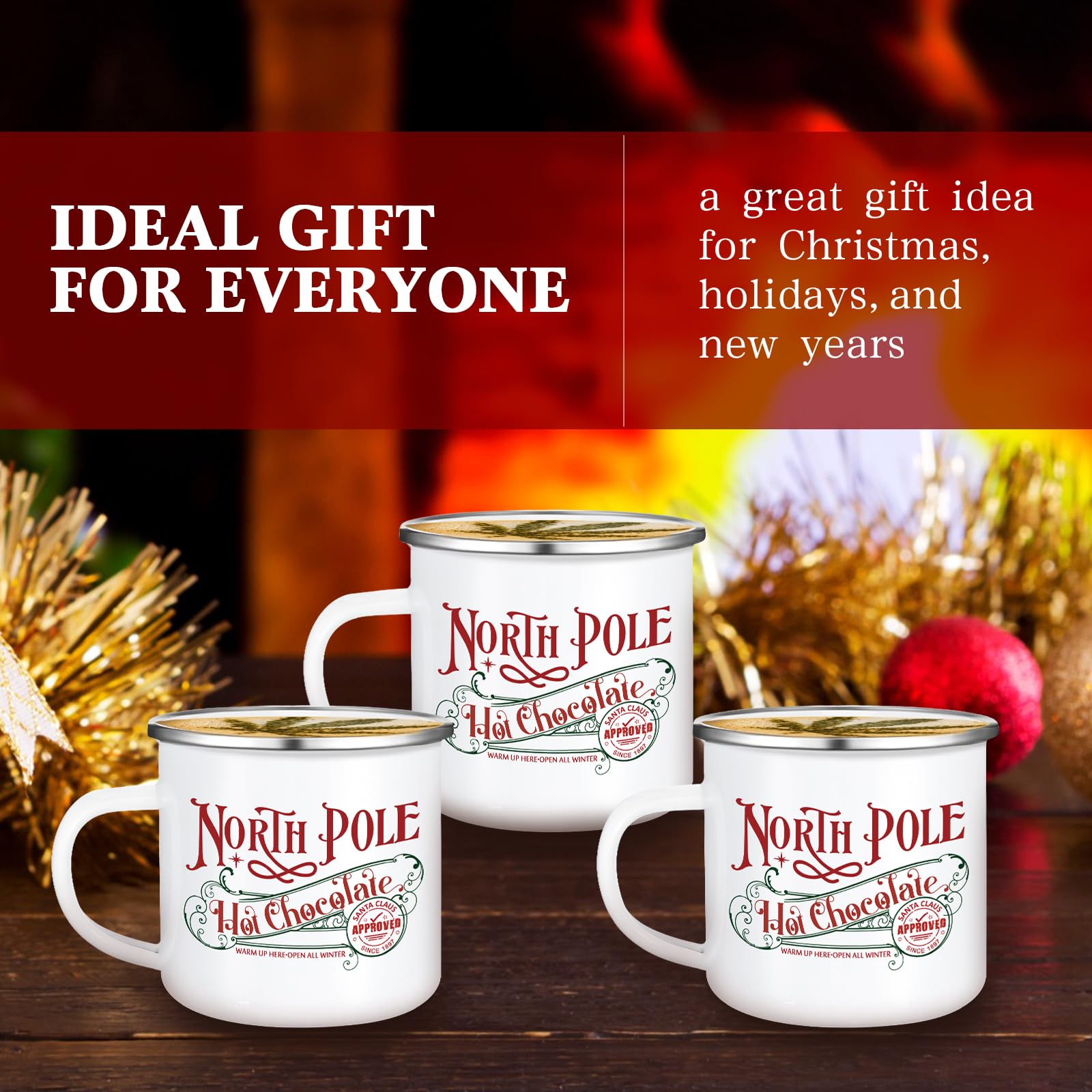 Yaomiao North Pole mug closeup showing durable enamel finish