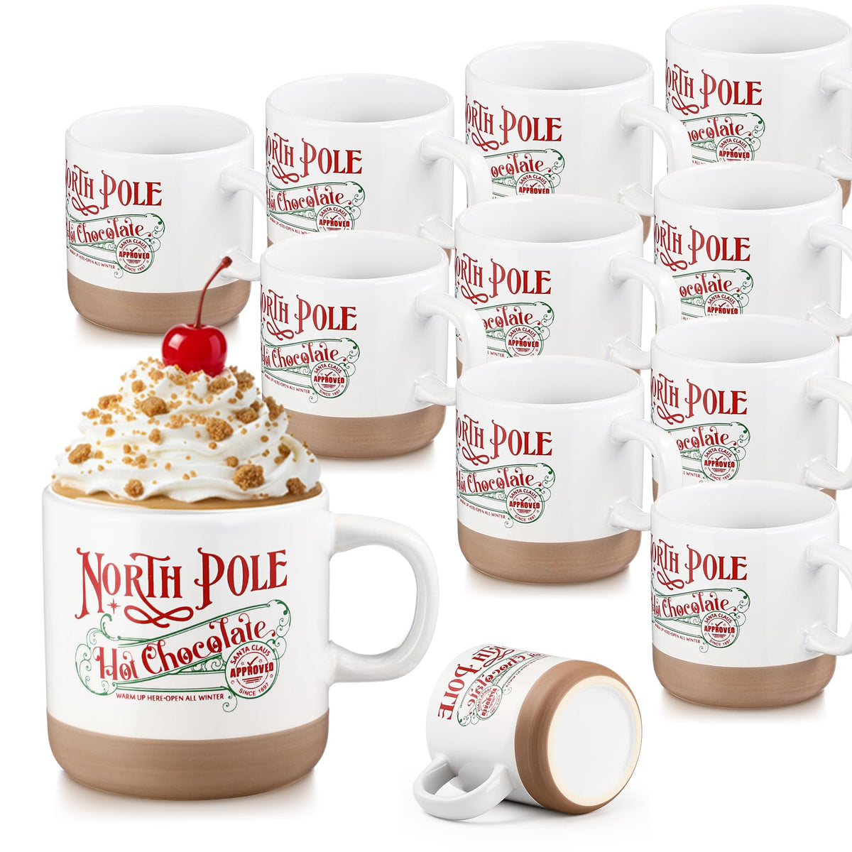 Yaomiao North Pole hot chocolate mug in red design, perfect for cozy cocoa moments.