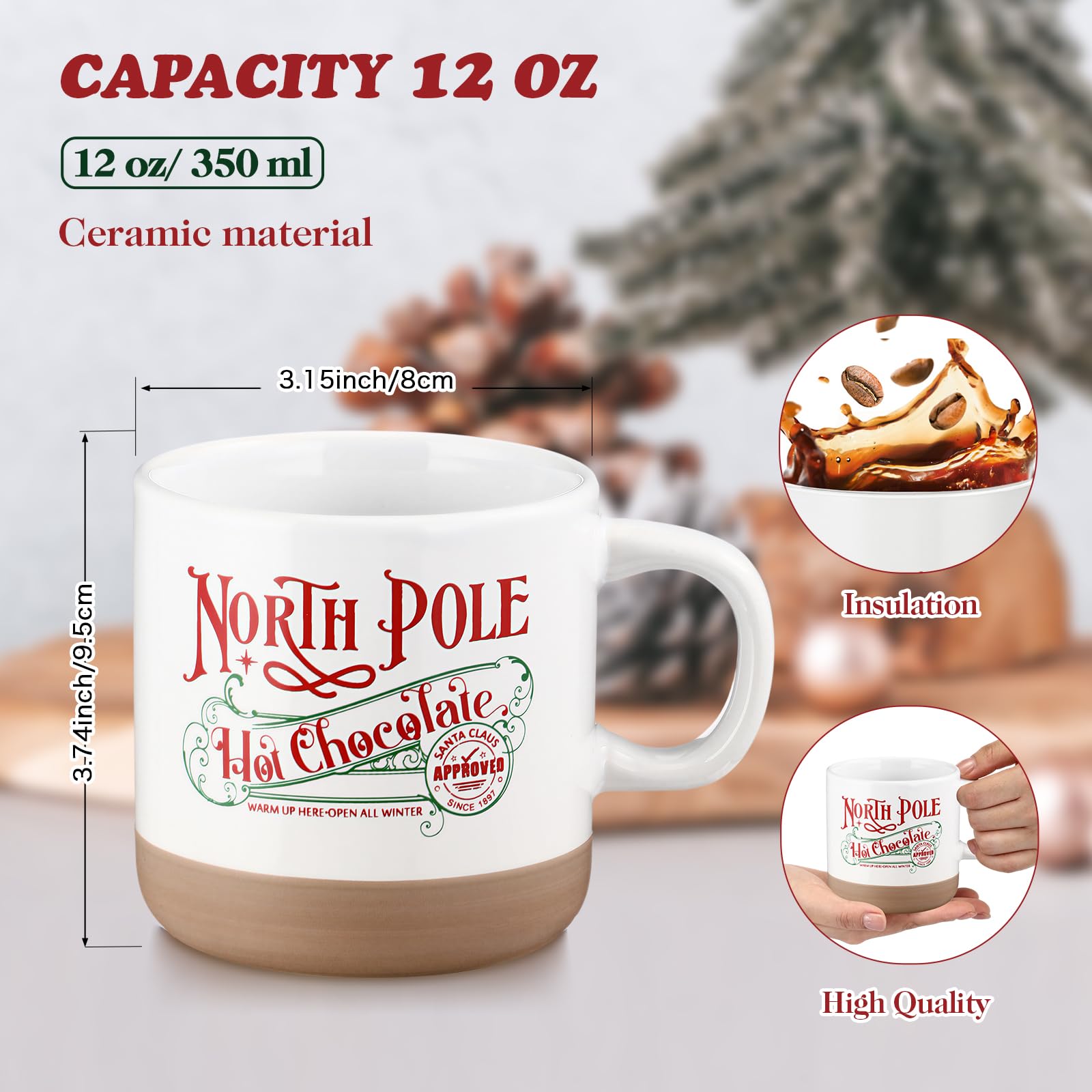 Yaomiao North Pole mug in white ceramic, ideal for holiday coffee gatherings.
