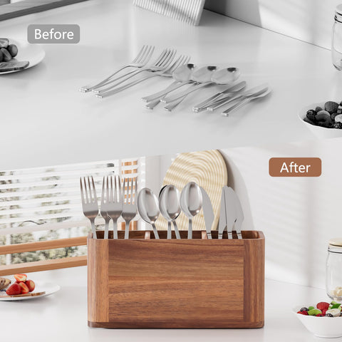 Yaoyiizy silverware holder features non-slip base to protect surfaces.