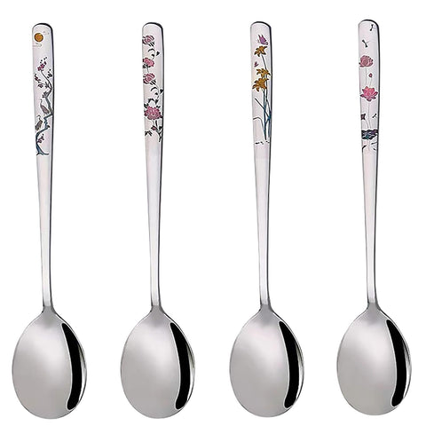 YAPULLYA Korean spoon with flower engraving enhances table aesthetics.