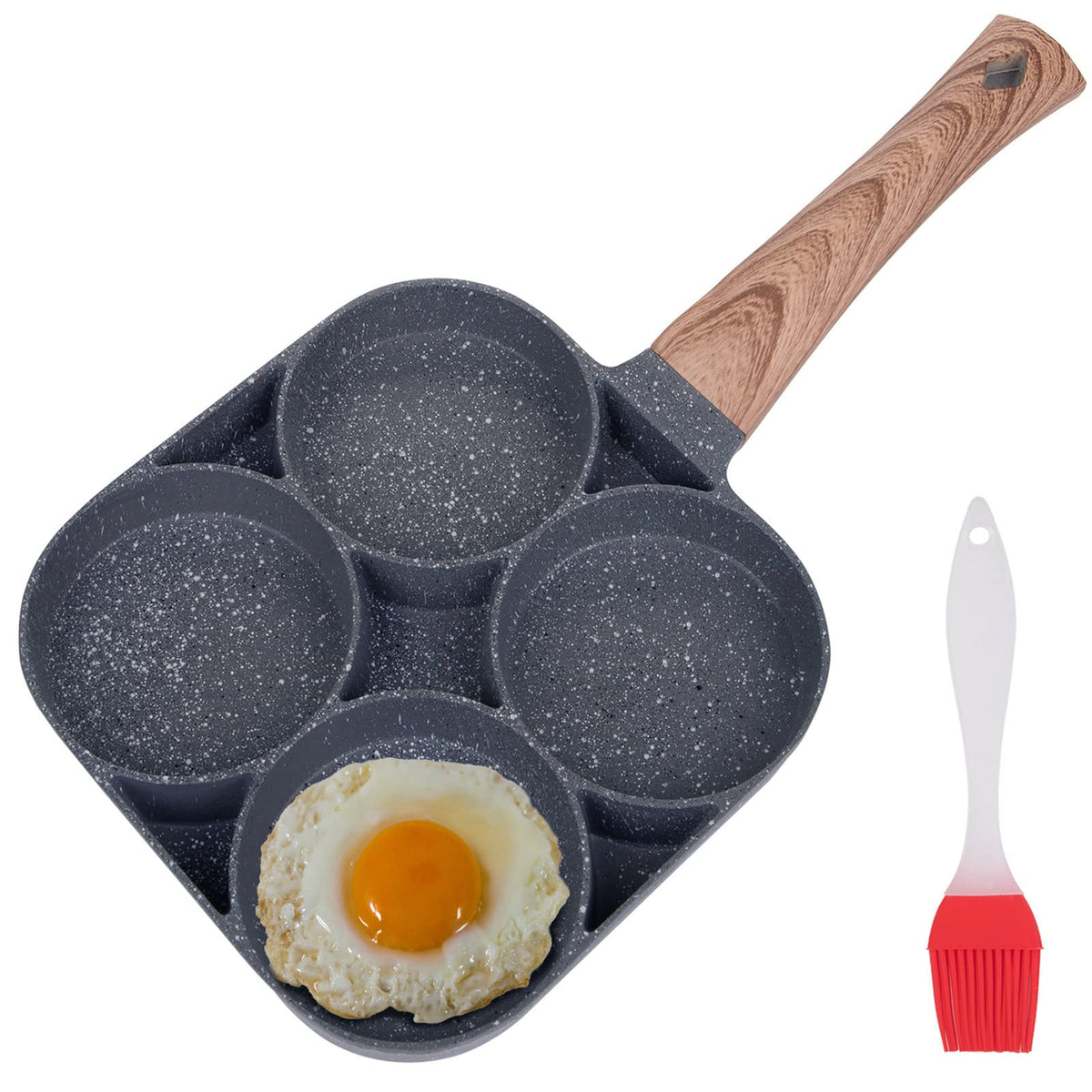 Yarlung 4-cup egg pan with brush for oil, ideal for quick breakfast prep