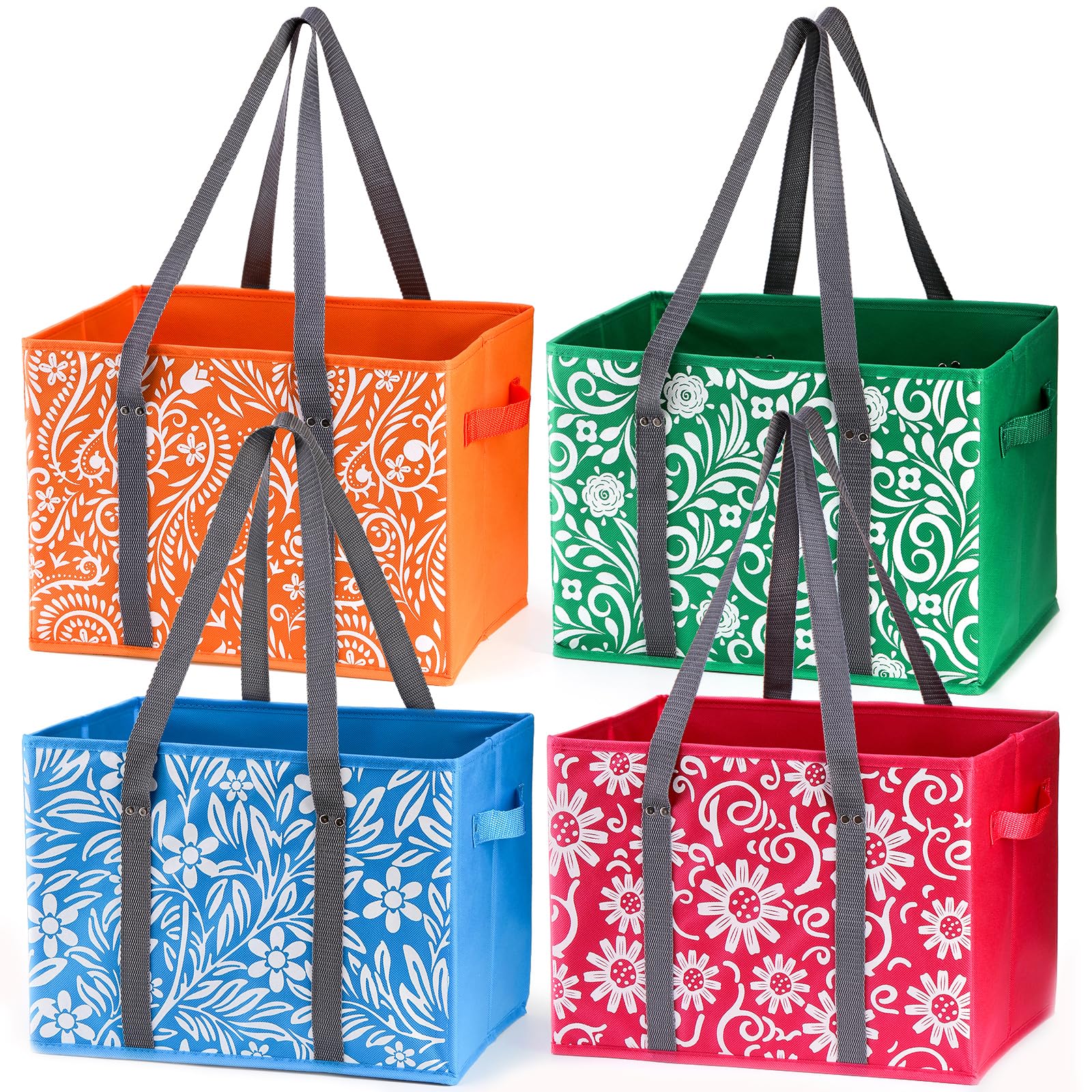 Yarlung 4-pack reusable bags green design for grocery shopping and storage
