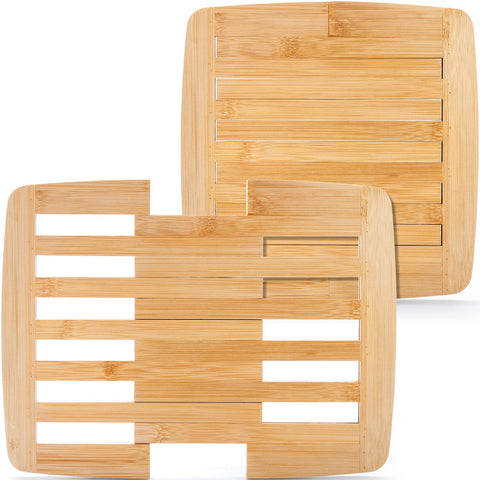 Yarlung bamboo trivet expanded from 9 to 11.8 inches protects hot dishes on a table