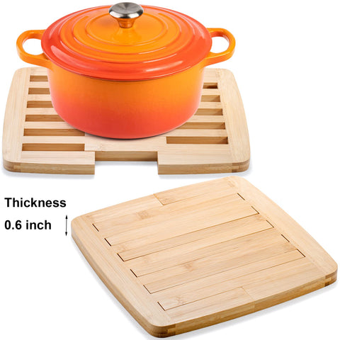 Yarlung bamboo trivet protects tables from heat and scratches