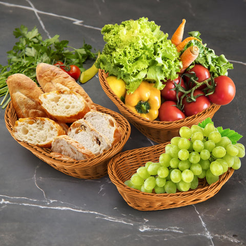 Yarlung kitchen organization idea using baskets for breads, fruits, and snacks
