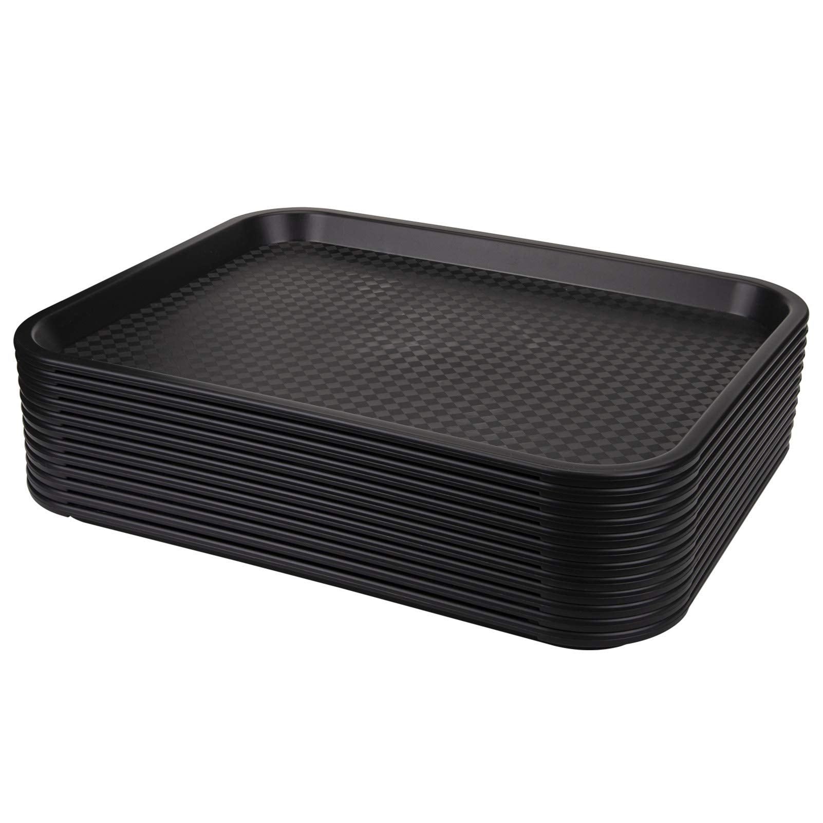 Yarlung fast food tray top view shows rectangular black tray with skid-resistant weave.