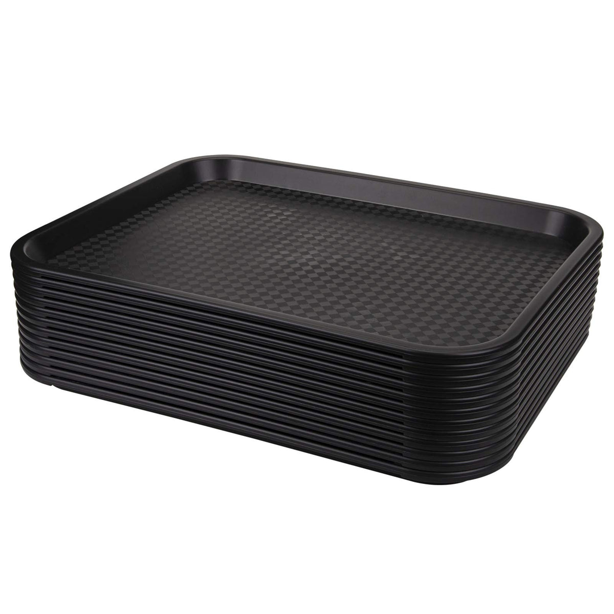 Yarlung fast food tray top view shows rectangular black tray with skid-resistant weave.
