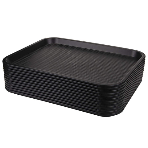 Yarlung fast food tray top view shows rectangular black tray with skid-resistant weave.