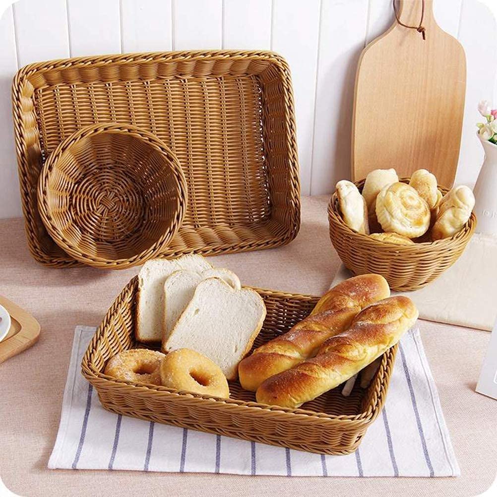 Sturdy plastic wicker basket with secure rim and ribs for everyday use