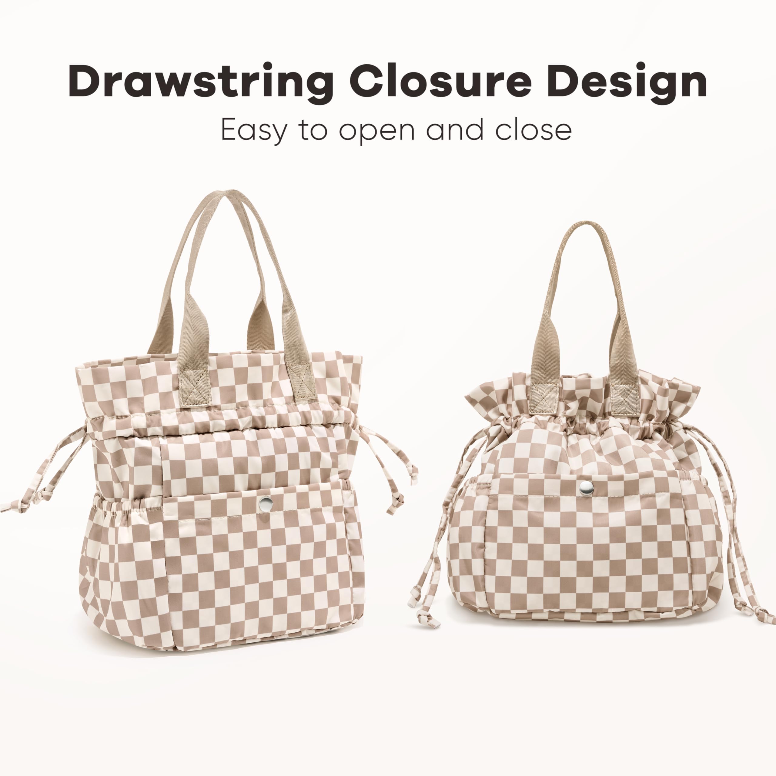 Yarnic beige coffee checker finish adds versatile style for work or travel