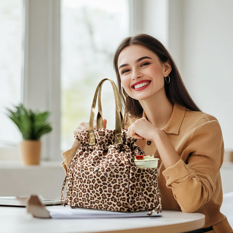 Yarnic versatile use image shows the bag doubling as purse or day bag.