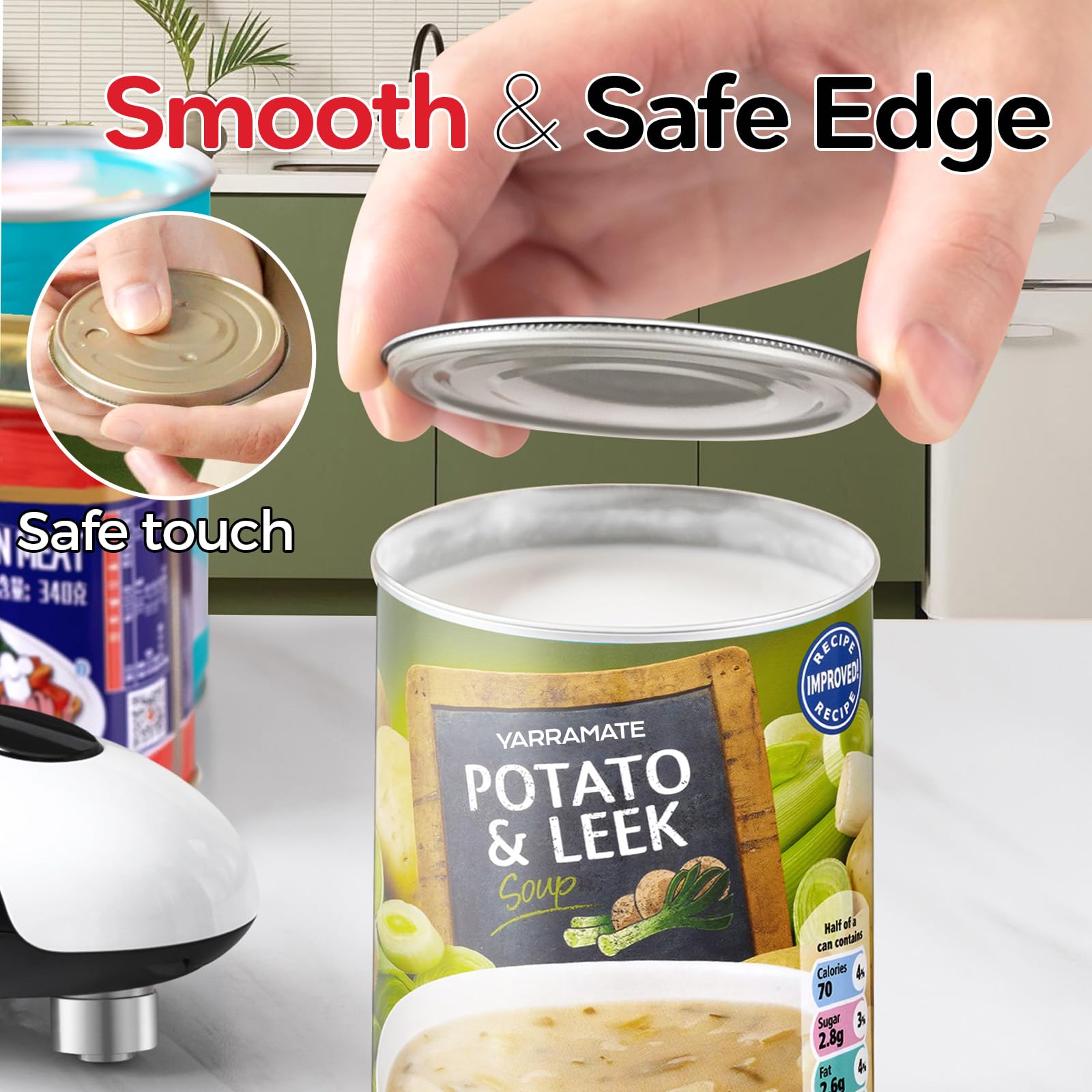 YARRAMATE smooth-edge blade delivering safe cuts on cans.