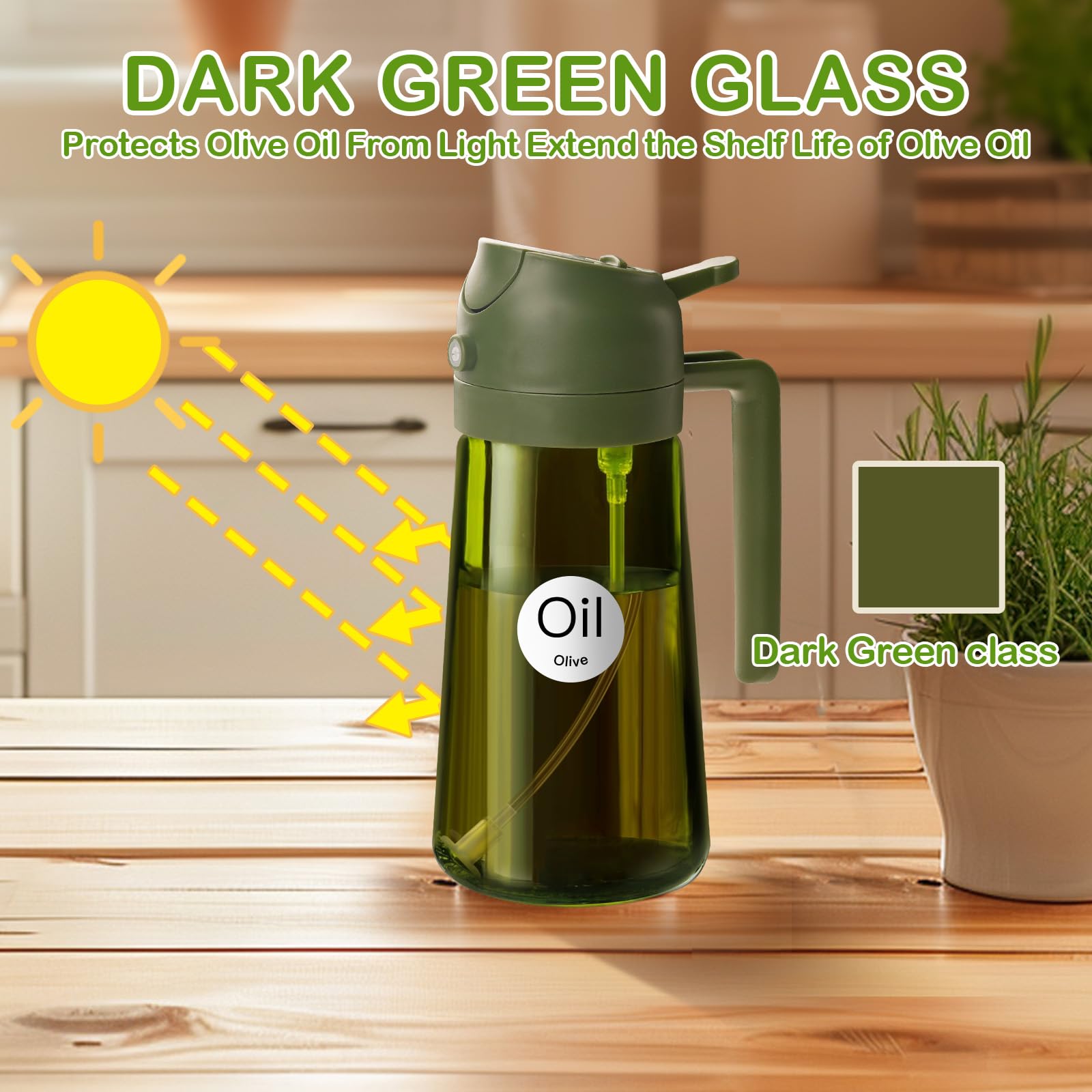 YARRAMATE dark green oil sprayer with stickers adds customization and easy recognition.