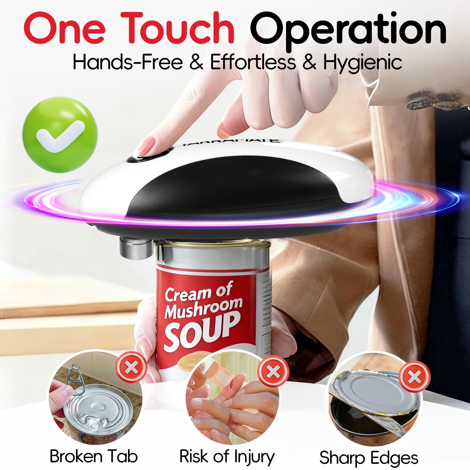 YARRAMATE electric can opener with USB-C recharge.