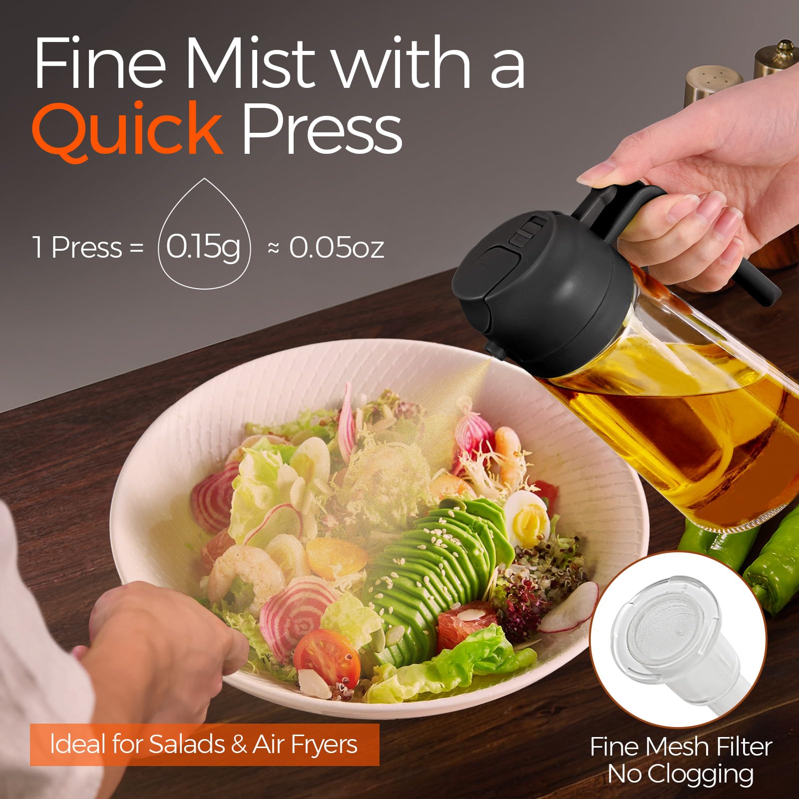 YARRAMATE olive oil dispenser wide mouth for easy refills