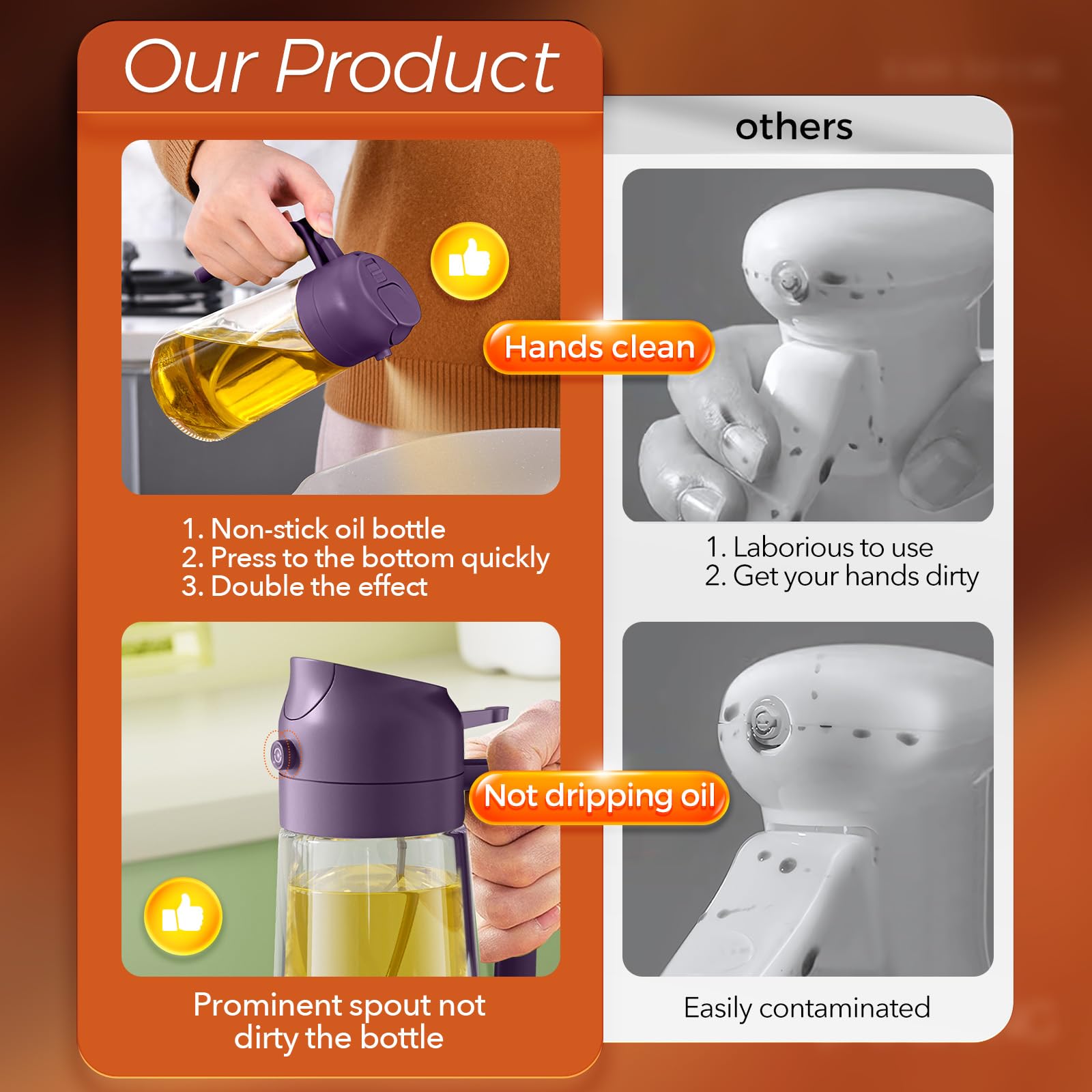 YARRAMATE front-nozzle design keeps hands clean during pouring and spraying.