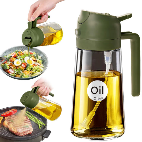 YARRAMATE olive oil sprayer with glass body shows oil level for precise cooking.