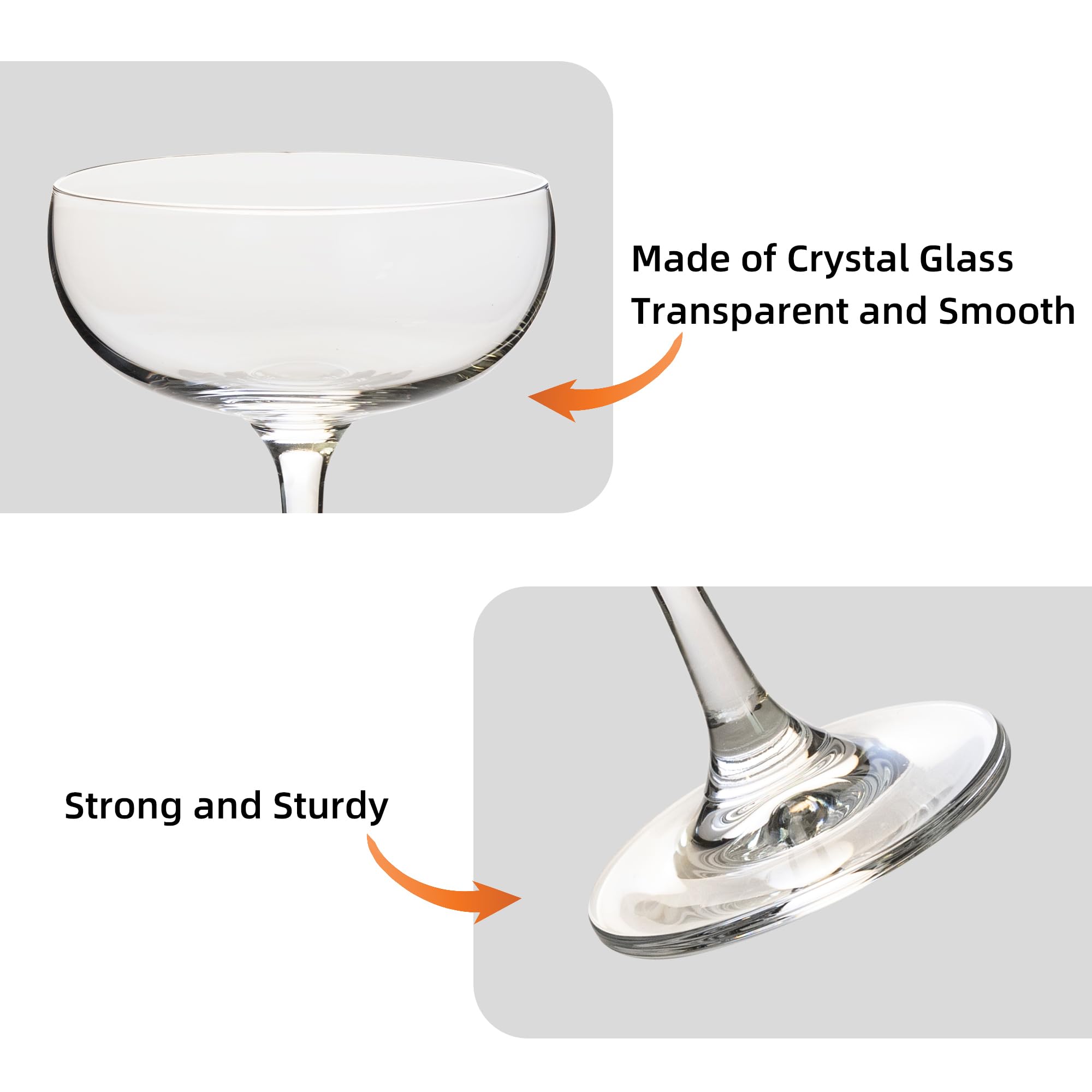 YARYOUNG classic cocktail glasses ideal for martini and margarita scenes.
